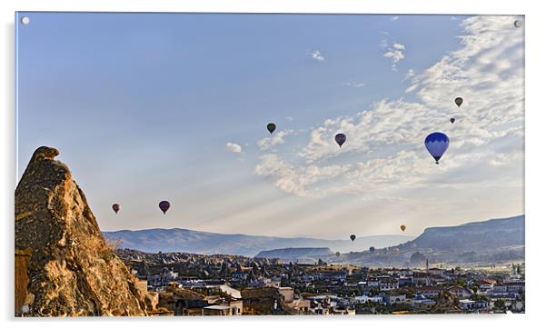 Hot air balloons morning drift Acrylic by Arfabita  