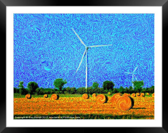 Windmills In A Field Framed Mounted Print by Gary Barratt