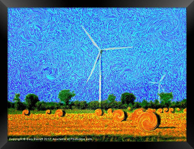 Windmills In A Field Framed Print by Gary Barratt