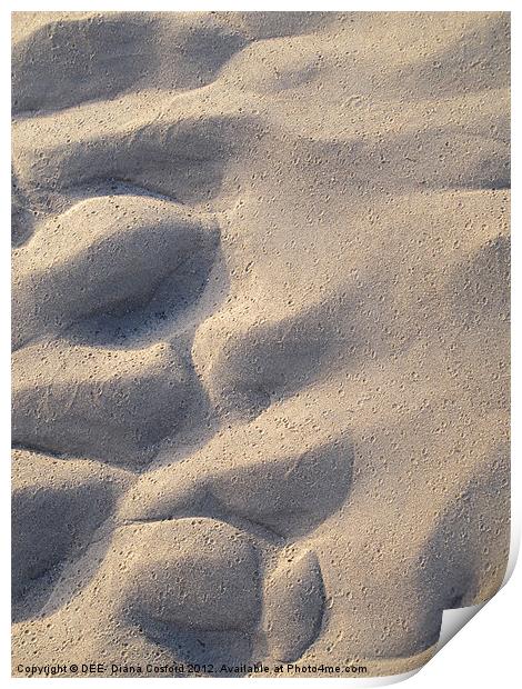 Water moulded sand on shore Print by DEE- Diana Cosford