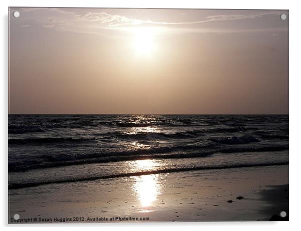 Gulf Sunset Reflection Acrylic by Susan Medeiros