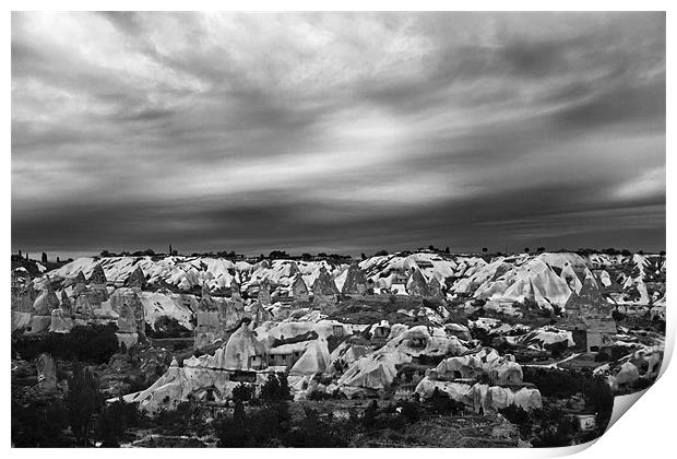 Thunder clouds over Cappadocia Print by Arfabita  