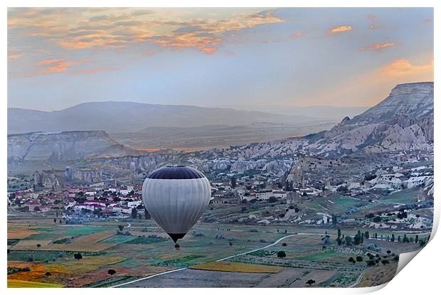 Lonesome Balloon over Cappadocia Print by Arfabita  
