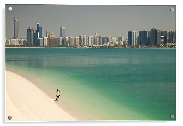 Beach and skyline of Abu Dhabi Acrylic by peter schickert