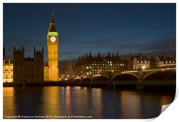 Westminster Twilight I Print by Clarence Holmes