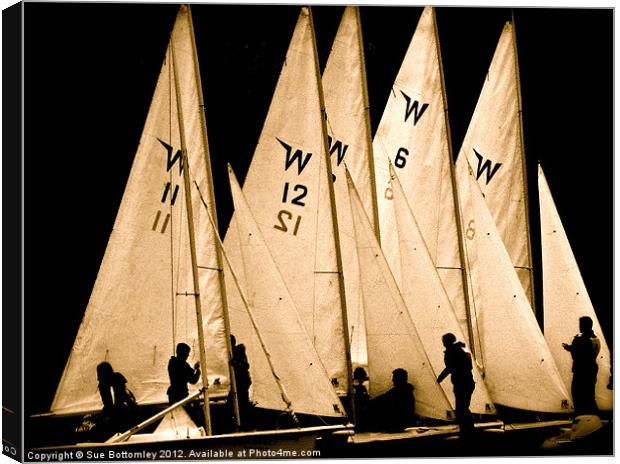 Sailing boats in silhouette Canvas Print by Sue Bottomley