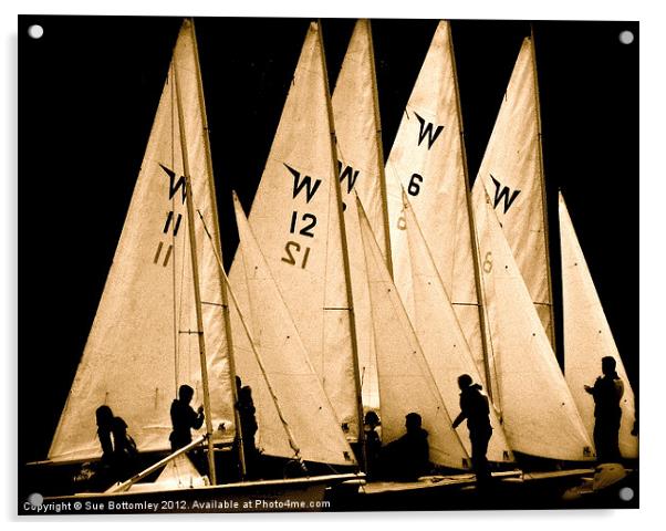Sailing boats in silhouette Acrylic by Sue Bottomley