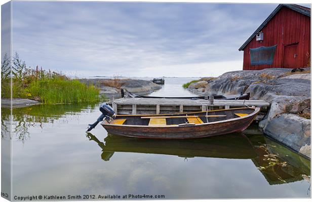 Archipelago of Stockholm, rowboat Canvas Print by Kathleen Smith (kbhsphoto)