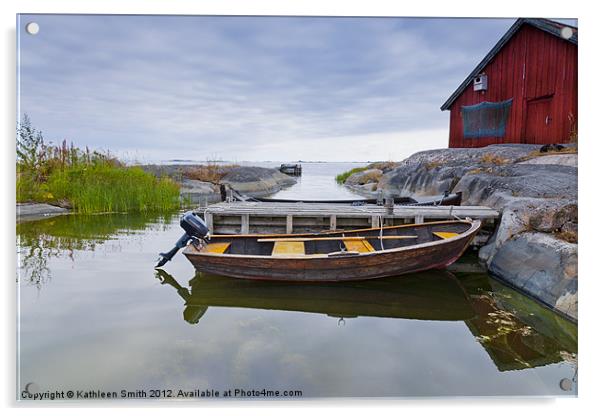 Archipelago of Stockholm, rowboat Acrylic by Kathleen Smith (kbhsphoto)