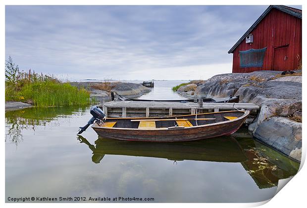 Archipelago of Stockholm, rowboat Print by Kathleen Smith (kbhsphoto)