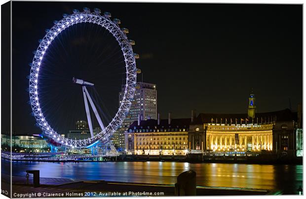 London Eye at Night Canvas Print by Clarence Holmes