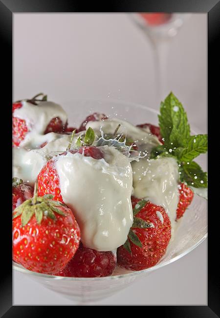 Strawberries and cream Framed Print by Carl Floodgate