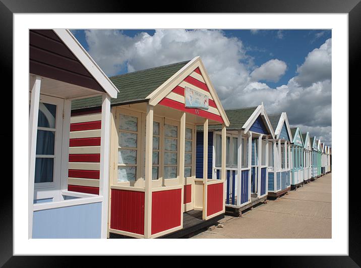 Beach Huts at Southwold Framed Mounted Print by Linda Brown