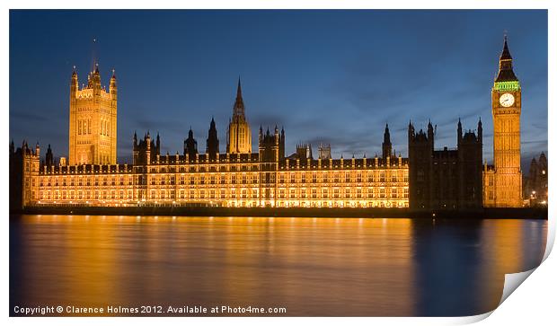 Westminster Twilight II Print by Clarence Holmes