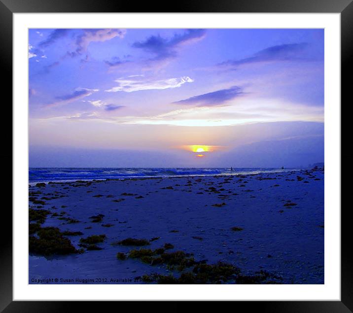 Illustrated Sunset Framed Mounted Print by Susan Medeiros
