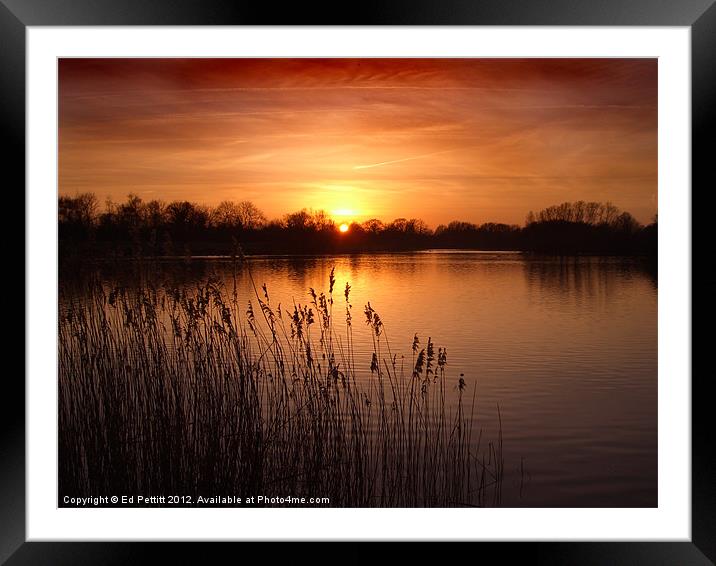 Sunset Over lake Framed Mounted Print by Ed Pettitt