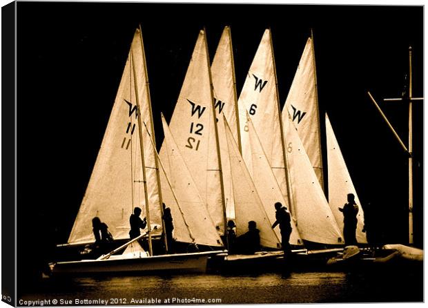 sailing boats in silhouette (2) Canvas Print by Sue Bottomley