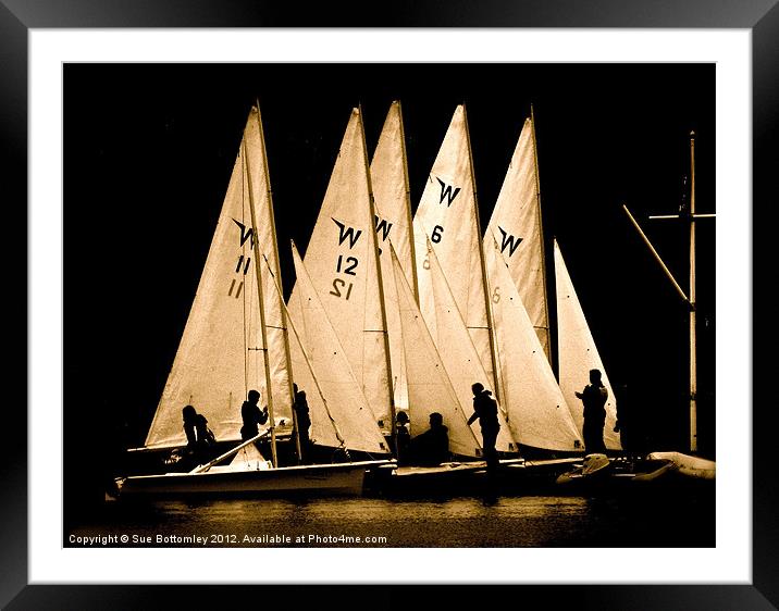 sailing boats in silhouette (2) Framed Mounted Print by Sue Bottomley
