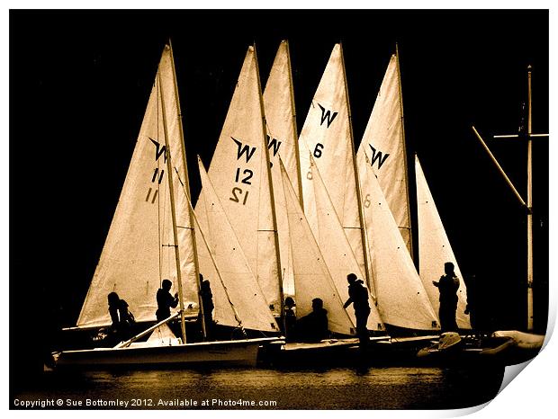 sailing boats in silhouette (2) Print by Sue Bottomley