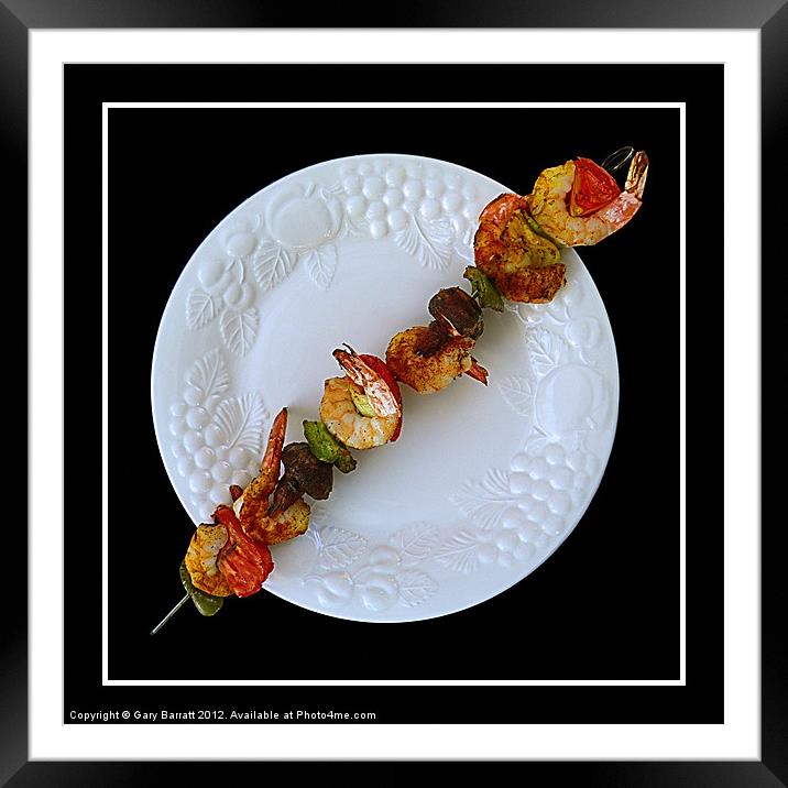 Spicy Grilled Shrimp Kebab Framed Mounted Print by Gary Barratt