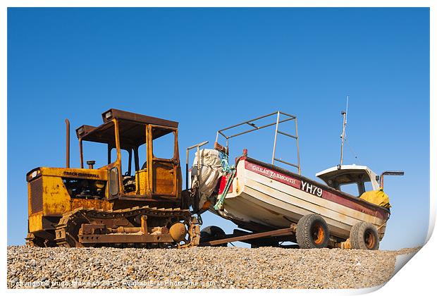 Fishing boat awaiting the tide Print by Hugh McKean