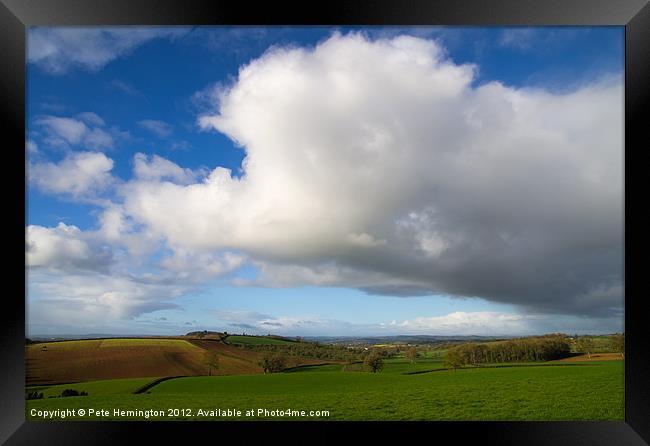 Clouds and Fields Framed Print by Pete Hemington