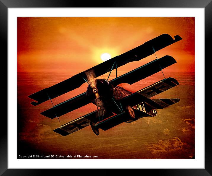 The Bloody Red Baron's Fokker at Sunset Framed Mounted Print by Chris Lord