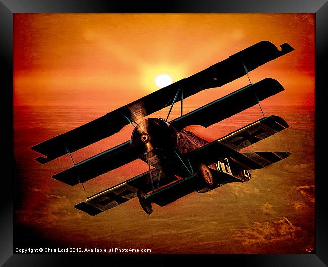 The Bloody Red Baron's Fokker at Sunset Framed Print by Chris Lord