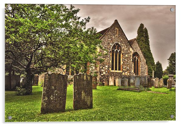 Shoreham Village Church Acrylic by Dawn Cox