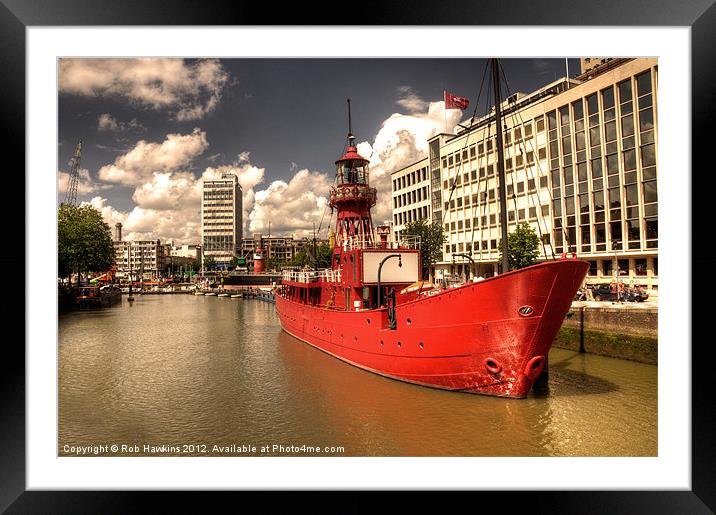 The Red Lightship Framed Mounted Print by Rob Hawkins