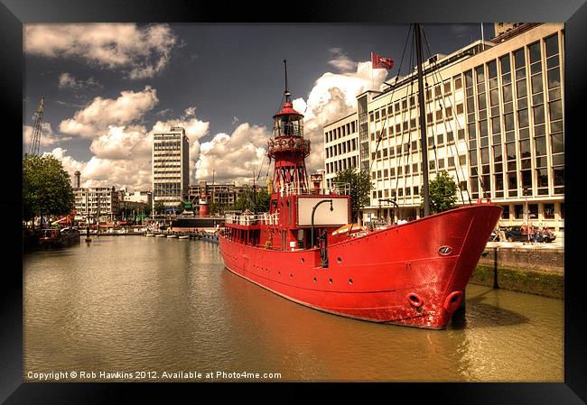 The Red Lightship Framed Print by Rob Hawkins
