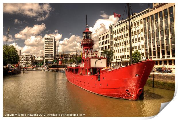 The Red Lightship Print by Rob Hawkins