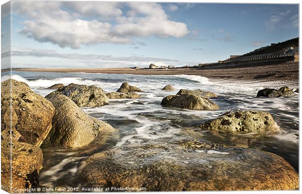 Chesil Cove Swell Canvas Print by Chris Frost