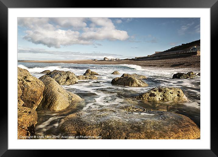 Chesil Cove Swell Framed Mounted Print by Chris Frost