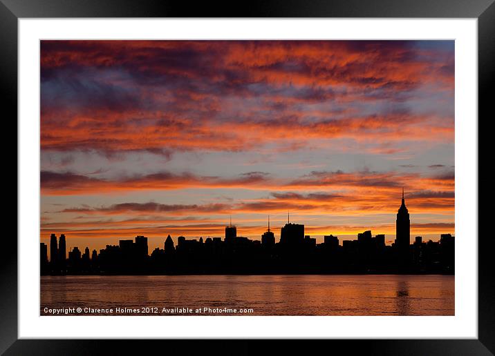 Manhattan Dawn Skyline II Framed Mounted Print by Clarence Holmes