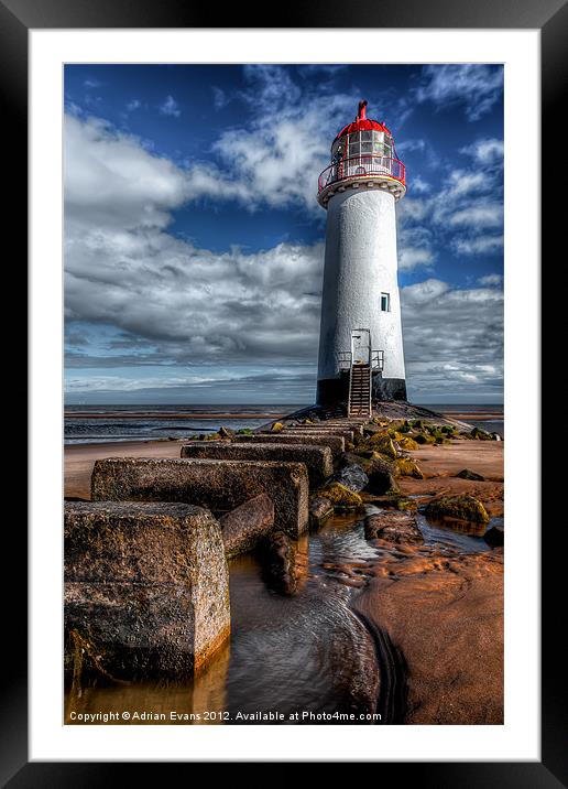 Lighthouse at Talacre Beach  Framed Mounted Print by Adrian Evans