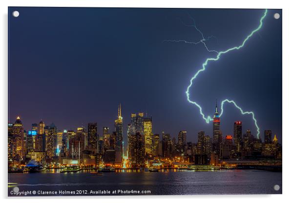 Lightning Over New York VII Acrylic by Clarence Holmes