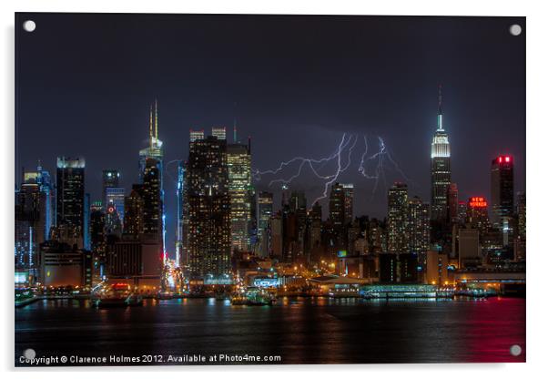 Lightning Over New York III Acrylic by Clarence Holmes