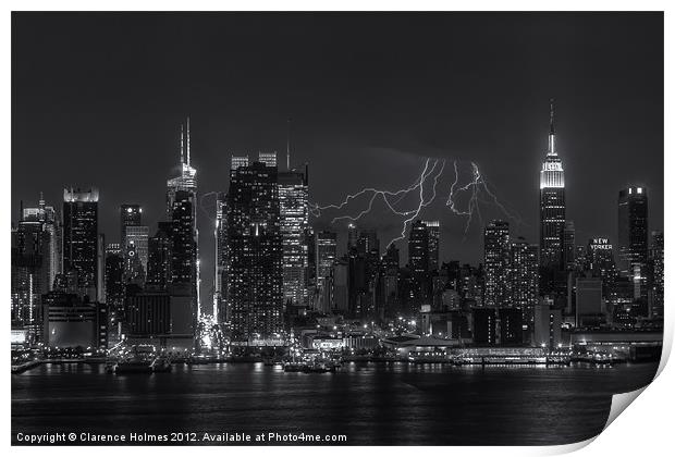 Lightning Over New York IV Print by Clarence Holmes