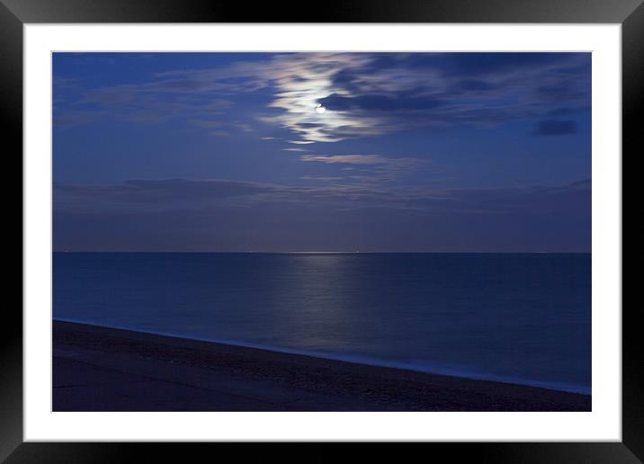 The Moon Over Sandgate Beach Framed Mounted Print by David Shackle