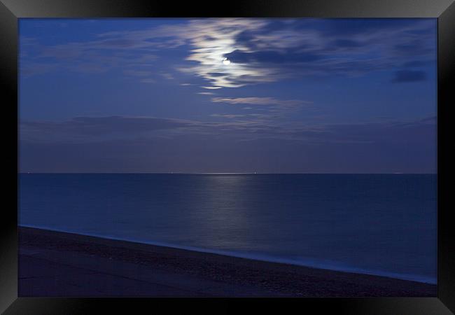The Moon Over Sandgate Beach Framed Print by David Shackle