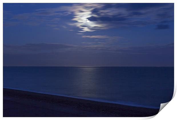 The Moon Over Sandgate Beach Print by David Shackle
