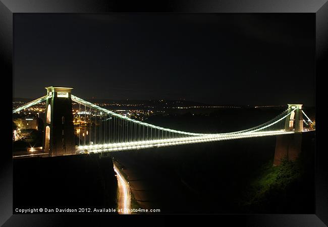 Clifton Suspension Bridge at Night Framed Print by Dan Davidson
