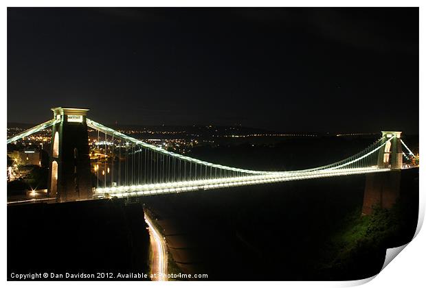 Clifton Suspension Bridge at Night Print by Dan Davidson