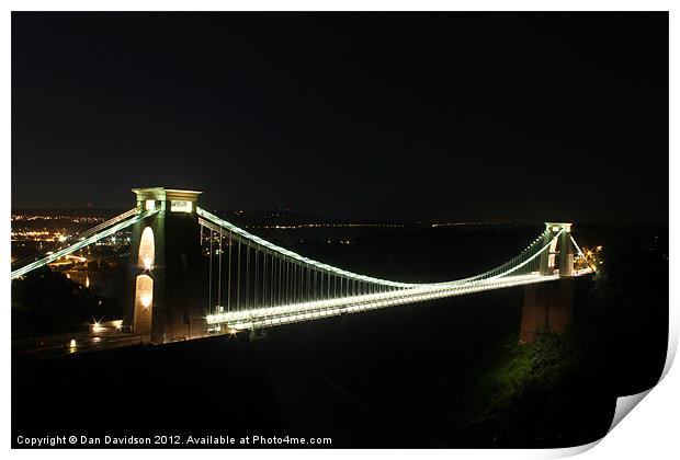 Clifton Suspension Bridge @ Night Print by Dan Davidson
