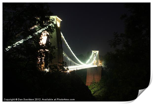 Clifton Suspension Bridge lit up Print by Dan Davidson
