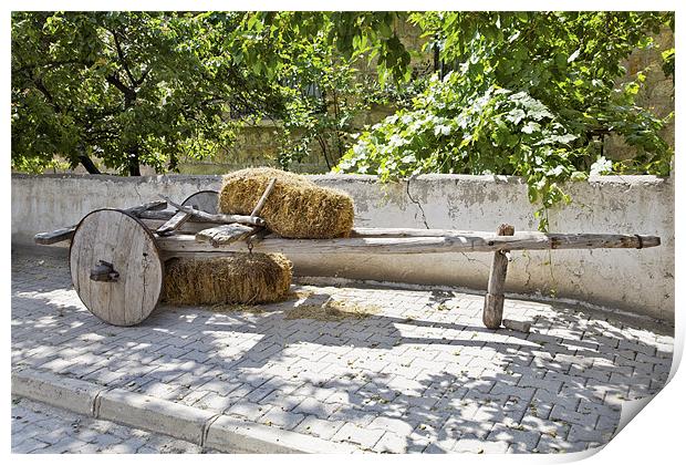 Old wooden Cart and Bales of Hay Print by Arfabita  