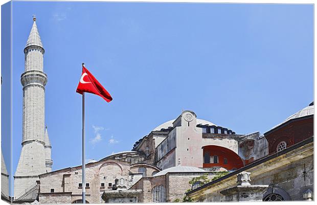 Turkish flag flies over Hagia Sophia Canvas Print by Arfabita  
