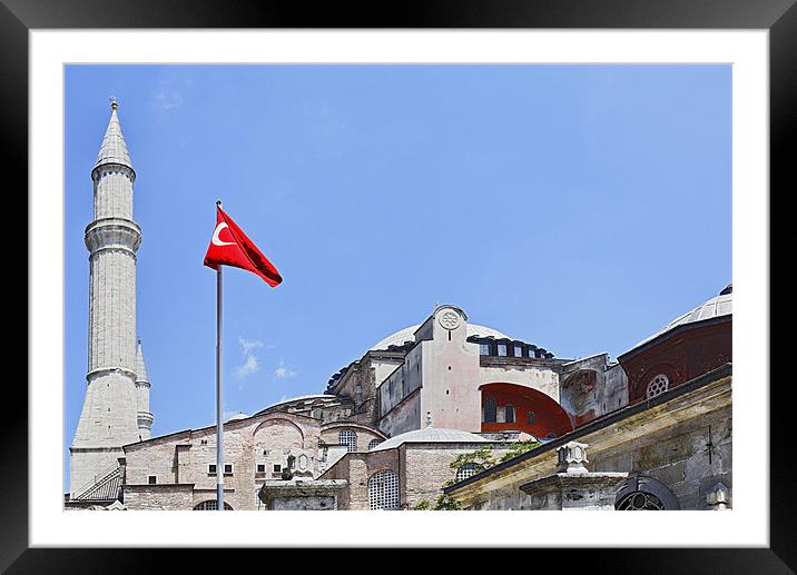 Turkish flag flies over Hagia Sophia Framed Mounted Print by Arfabita  