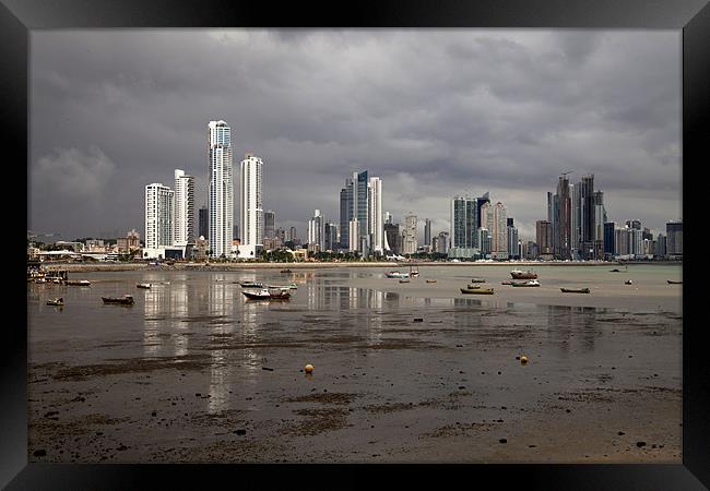 skyline of Panama City Framed Print by peter schickert